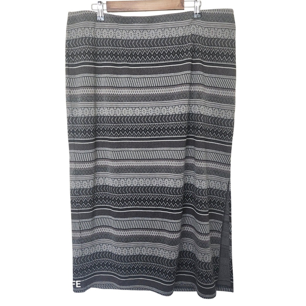 NWT J.Jill Midi Skirt Womens XL Ecru Multi Geometric Knit Boho Side 
Slit NEW